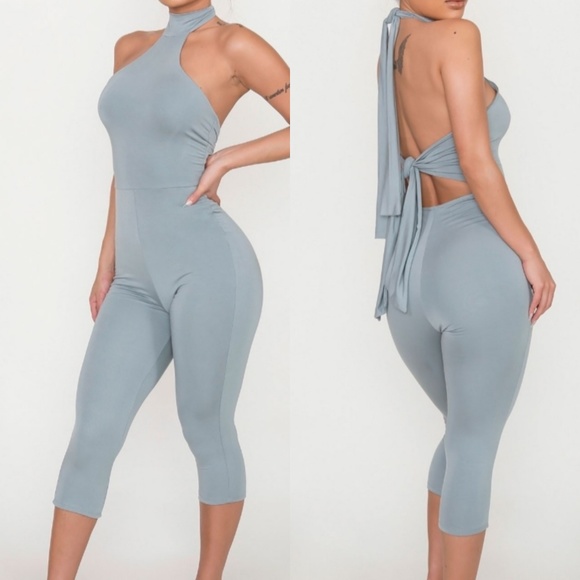 MK Boutique Pants - High Neck Halter Stretchy Jumpsuit